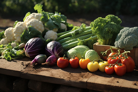 桌子上的蔬菜食材图片