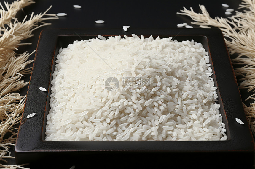 散落着的白色米粒图片