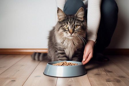 正在吃素材正在吃猫粮的猫咪背景
