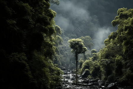 长满植被的雨林高清图片