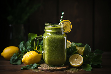 健康的绿色蔬菜汁图片
