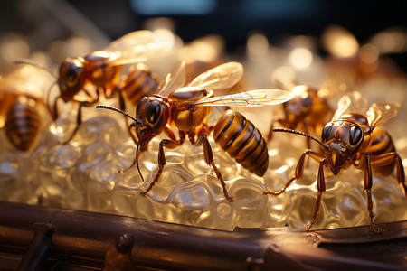 微小的蜜蜂堆背景图片