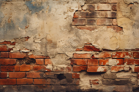 建筑砖素材损坏的红砖墙背景