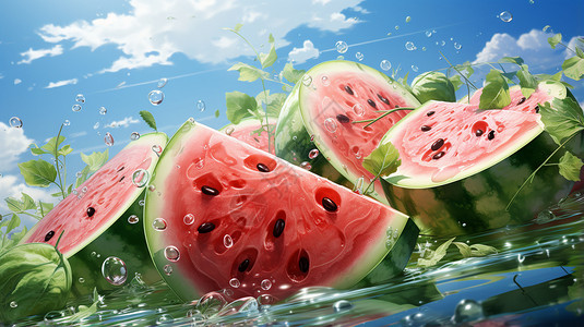 美味香瓜美味的冰凉水果西瓜插画