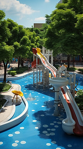 夏天的娱乐泳池背景图片