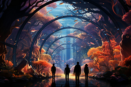 梦幻玻璃海底隧道高清图片