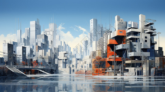 城市的三维模型背景图片