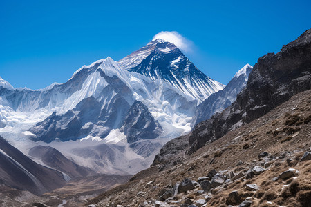 风雪皑皑的喜马拉雅山脉背景图片