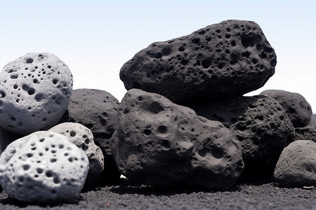 火山矿物黑白石头素材高清图片