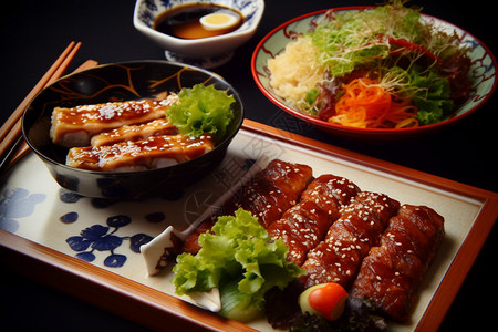 蒲烧鳗鱼饭日本料理背景