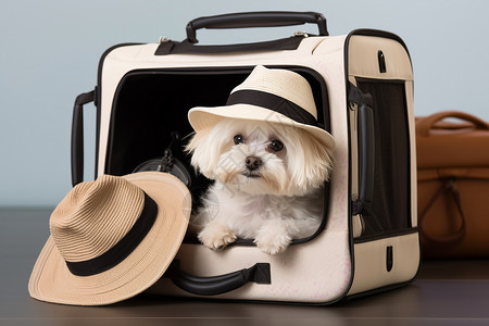 行李箱里的小狗背景图片