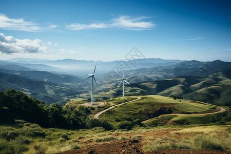 高山上的风力发电机图片