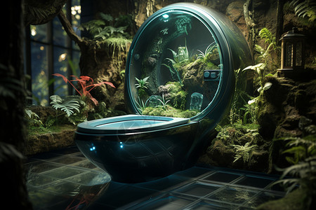 生态鱼缸大自然与科技相融智能马桶设计图片