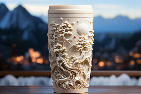 美轮美奂的中国风咖啡杯背景图片