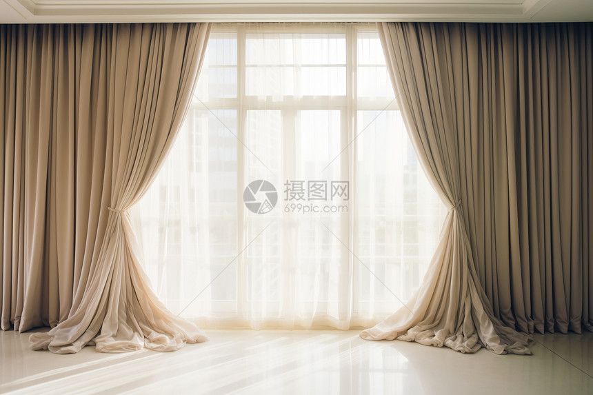 现代奢华住宅的大窗帘图片