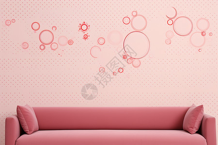 简约粉色浪漫的沙发背景墙图片