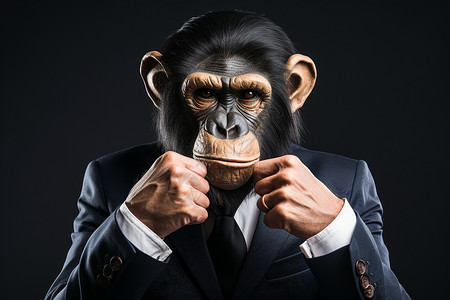 穿西服思考的大猩猩设计图片