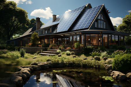 太阳能与绿色环保屋顶高清图片