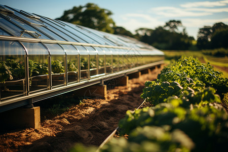 阳光下的农业光伏太阳能板背景图片