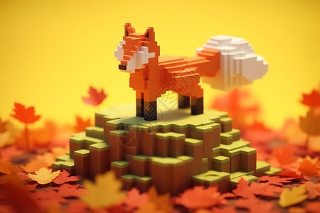 秋之魅力玩具狐狸背景图片