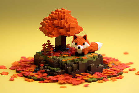立方玩具狐与树图片