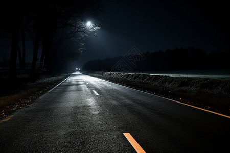 夜幕下的乡村道路图片