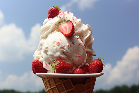 美味的草莓冰淇淋图片