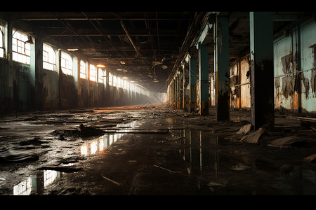 废弃的工业化工厂厂房图片