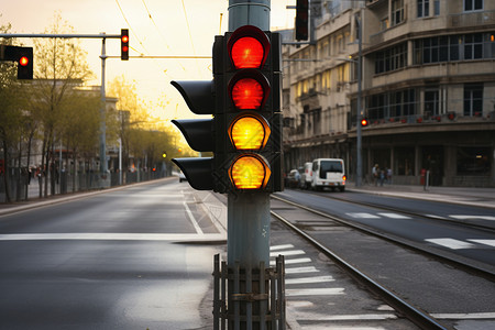 道路上的红绿灯城市道路上的危险提示灯背景