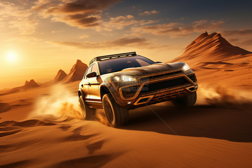 沙漠中疾驰的现代汽车图片