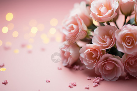 桌面上绽放的粉色玫瑰背景图片