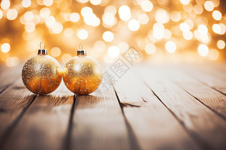 圣诞树礼杖装饰闪耀的金色装饰球设计图片