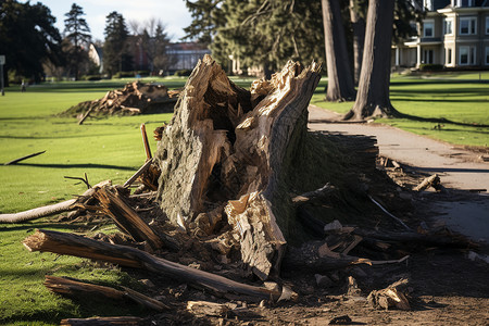 风暴后毁坏的大树图片