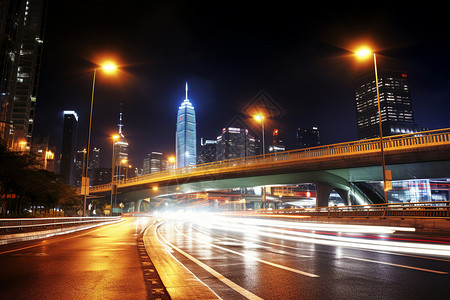 灯下的路夜幕下繁华的城市景观设计图片