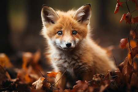 可爱狐狸在森林中图片