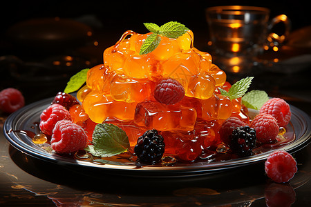 美味的水果果冻图片