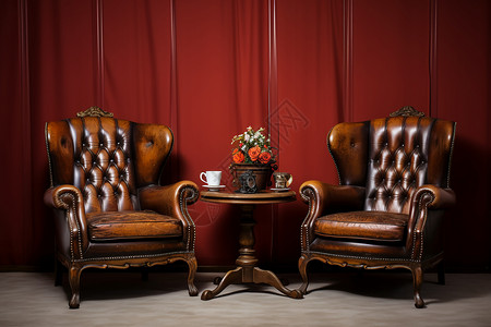 古典奢华的真皮扶手椅背景图片