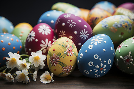 手绘小雏菊庆祝复活节的彩蛋背景