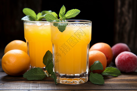 新鲜榨制的桃汁图片