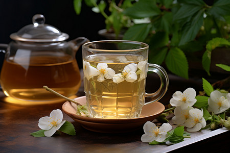 新鲜桂花茶新鲜泡制的桂花茶背景