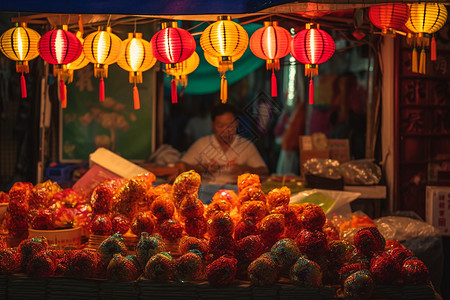 卖灯笼素材夜晚漂亮的灯笼背景