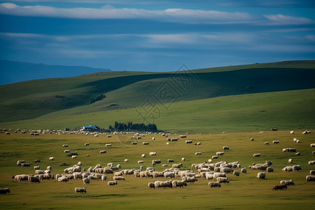 草原上吃草的羊群图片