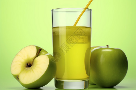 一杯青苹果汁背景图片