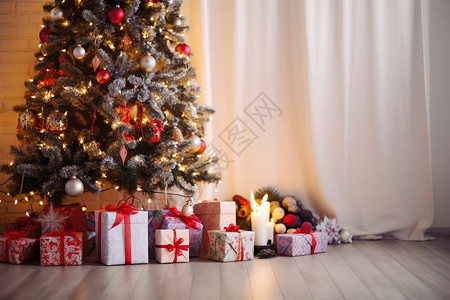 圣诞树下的礼物盒背景图片