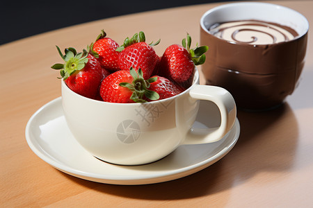 美味的草莓与咖啡图片