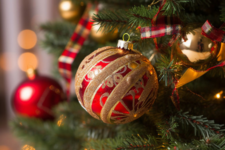 圣诞树上挂满了装饰品图片