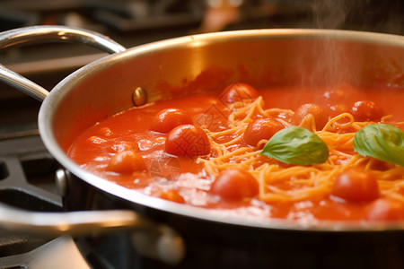 红酱番茄汤面高清图片