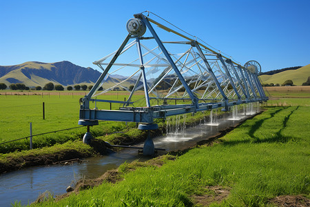 农田里的灌溉机高清图片