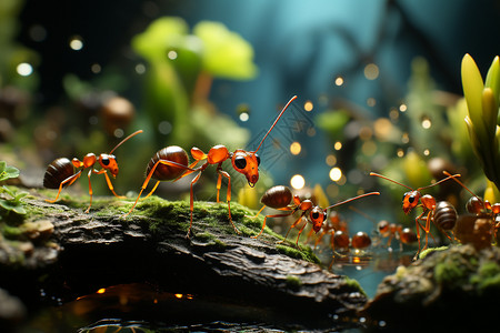 蚂蚁搬石头微观世界中的蚂蚁背景