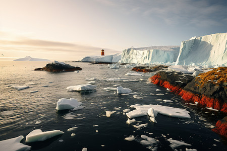 大冰山漂浮在海洋中图片